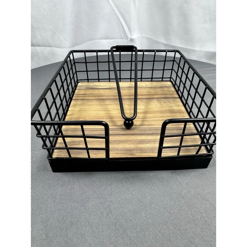 Napkin Holder Decorative Modern Wood Base for Restaurant Kitchen Living Room - Picture 3 of 4